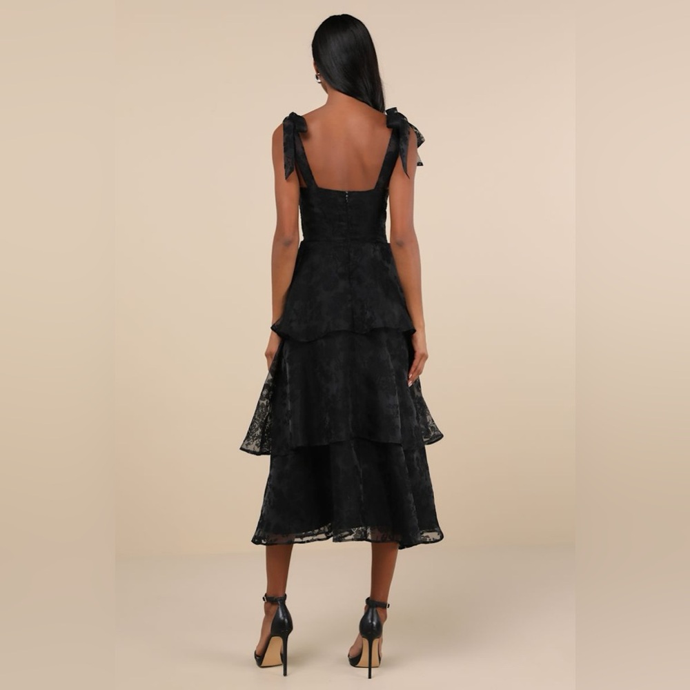 Lulu's Black Lace Midi Dress - Picture 3 of 4